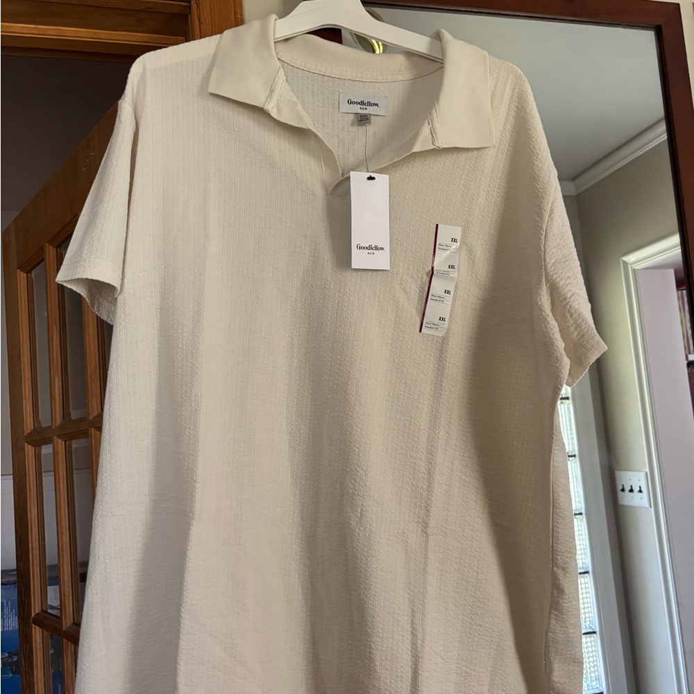Goodfellow & Co Off-White Textured Polo Shirt NWT